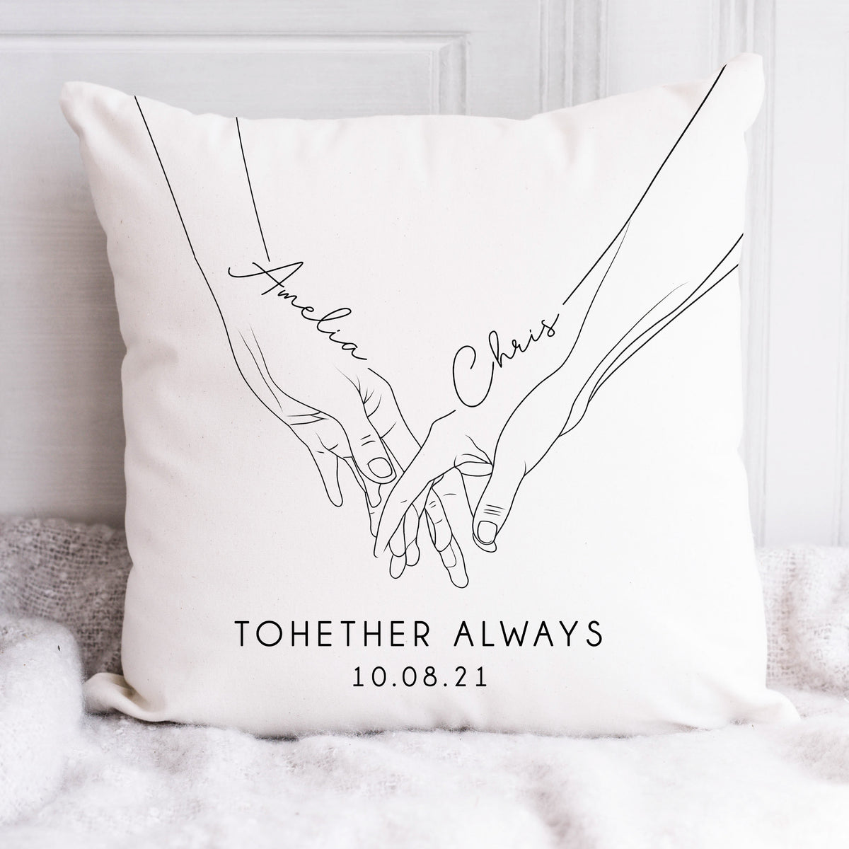 Personalised Couples Cushion | Holding Hands Cushion | Personalised Valentines Gift | Boyfriend Cushion, Girlfriend Cushion, Couple Gift