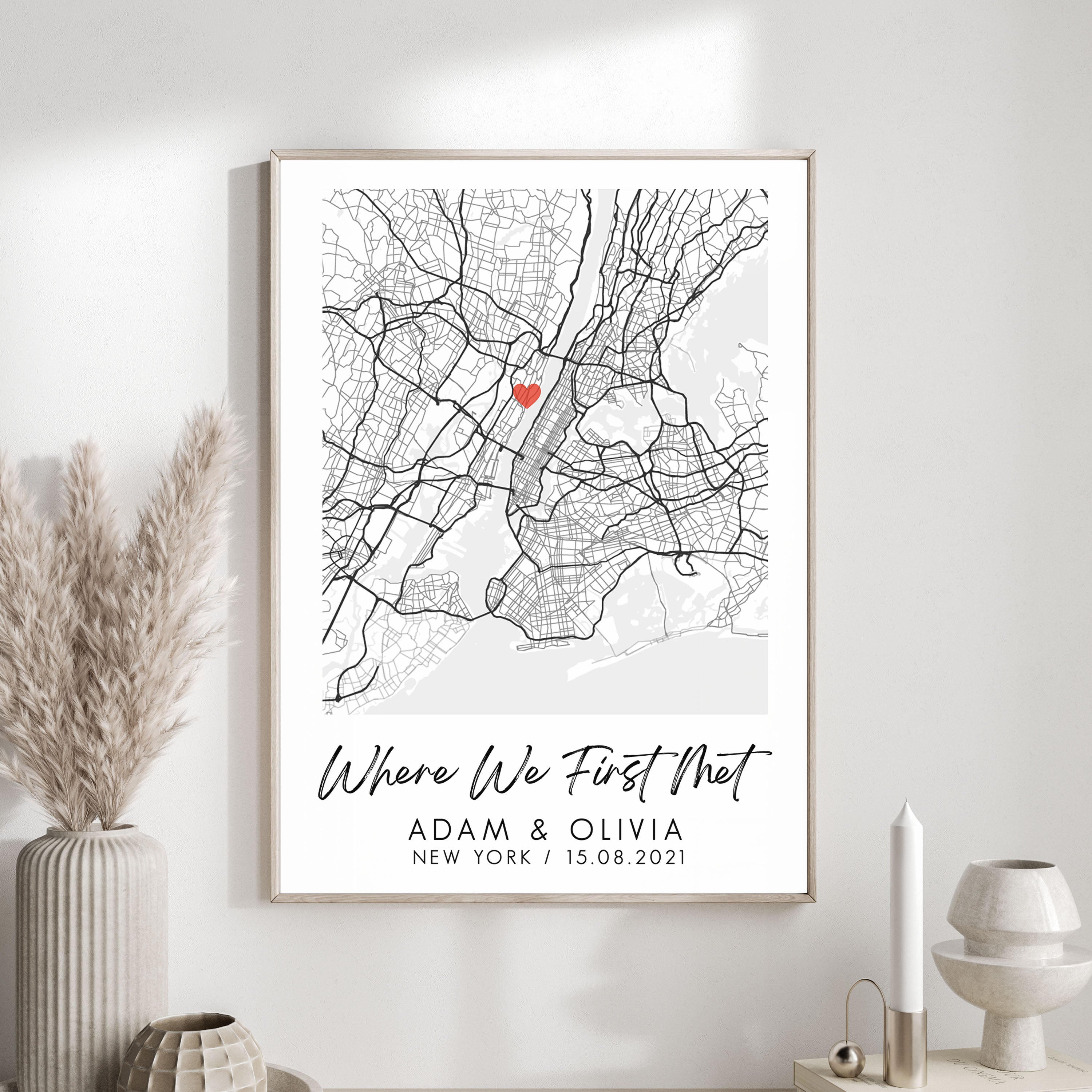 Personalised Map Print | Anniversary Map Print, Valentines Gift, Custom Map Gift, Night We Met Print, Couple Gift | Custom Wedding Gift