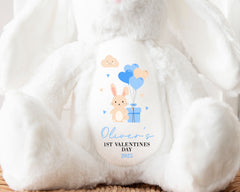 Personalised 1st Valentines Teddy | Blue | Personalised First Valentines Teddy | 1st Valentines Gift. Babys 1st Valentines Gift, Valentines Stuffy