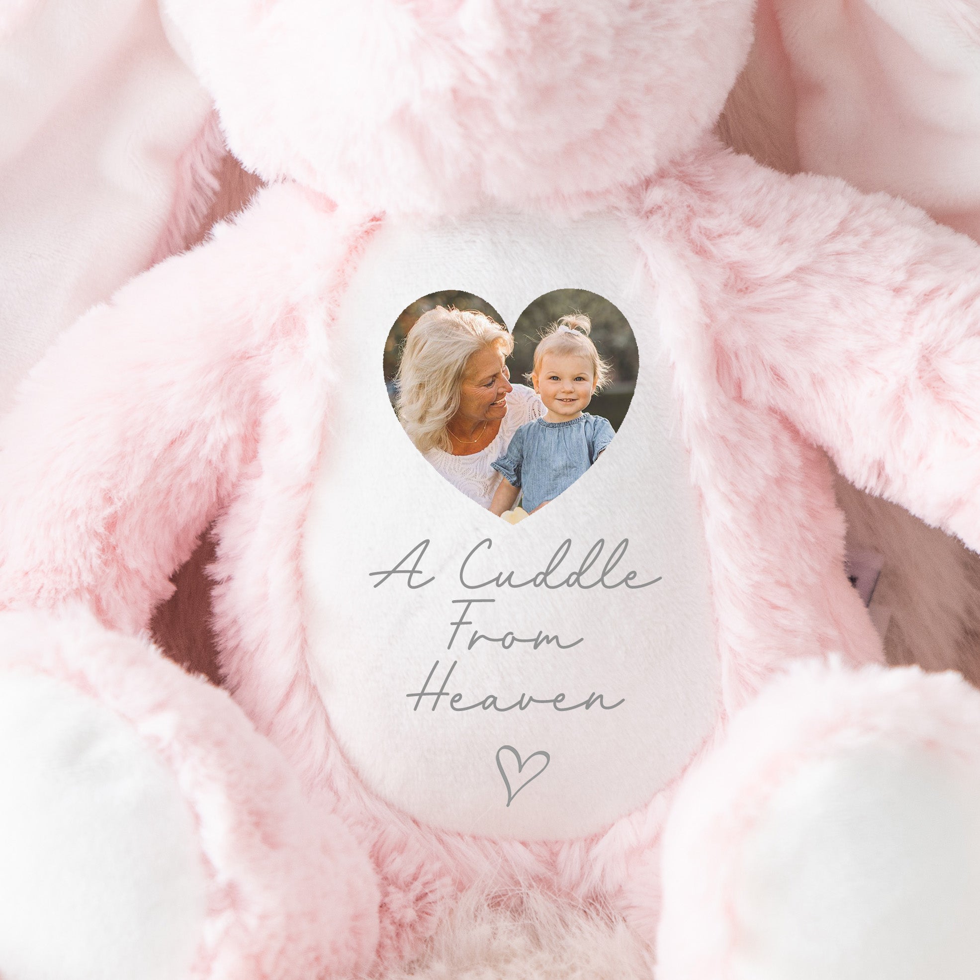 Personalised Memory Teddy | Pink Bunny | In Memory Gift, Memorial Keepsake Present | Memorial Photo Gift, Bereavement Gift | Memory Teddy Bear, Sympathy