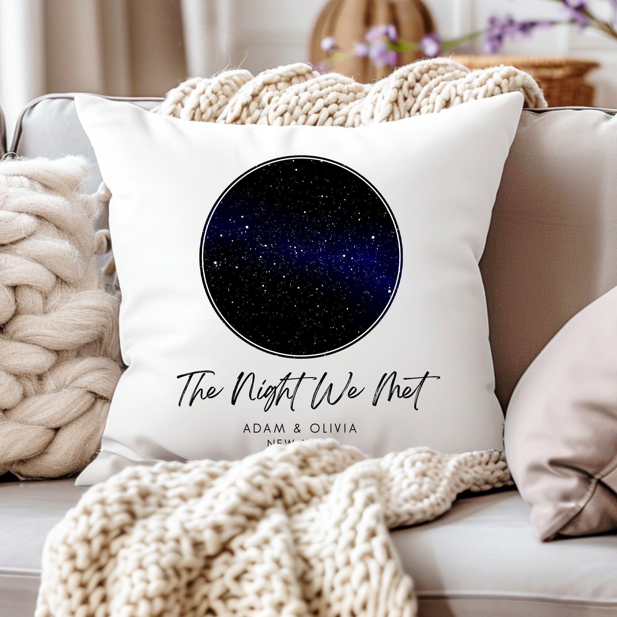 Personalised Star Map Cushion | Night We Met Cushion | Constellation Print | Personalised Valentines Gift | Anniversary Gift, Wedding Gift