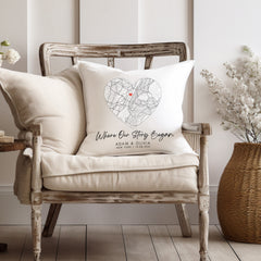 Personalised Map Cushion | Anniversary Map Cushion, Valentines Gift, Custom Map Gift, Night We Met Cushion, Couple Cushion | Wedding Gift