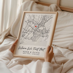 Personalised Map Print | Anniversary Map Print, Valentines Gift, Custom Map Gift, Night We Met Print, Couple Gift | Custom Wedding Gift