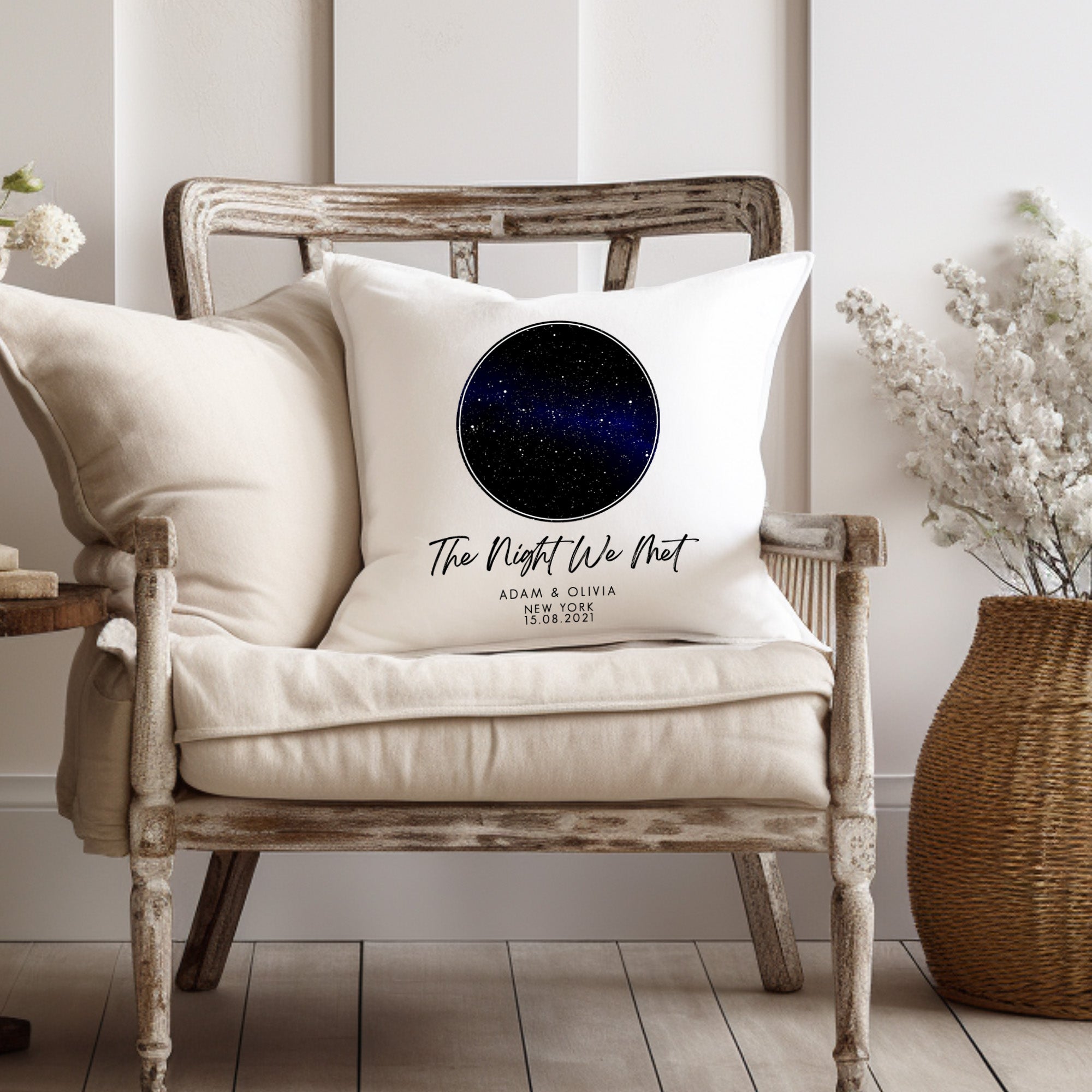 Personalised Star Map Cushion | Night We Met Cushion | Constellation Print | Personalised Valentines Gift | Anniversary Gift, Wedding Gift