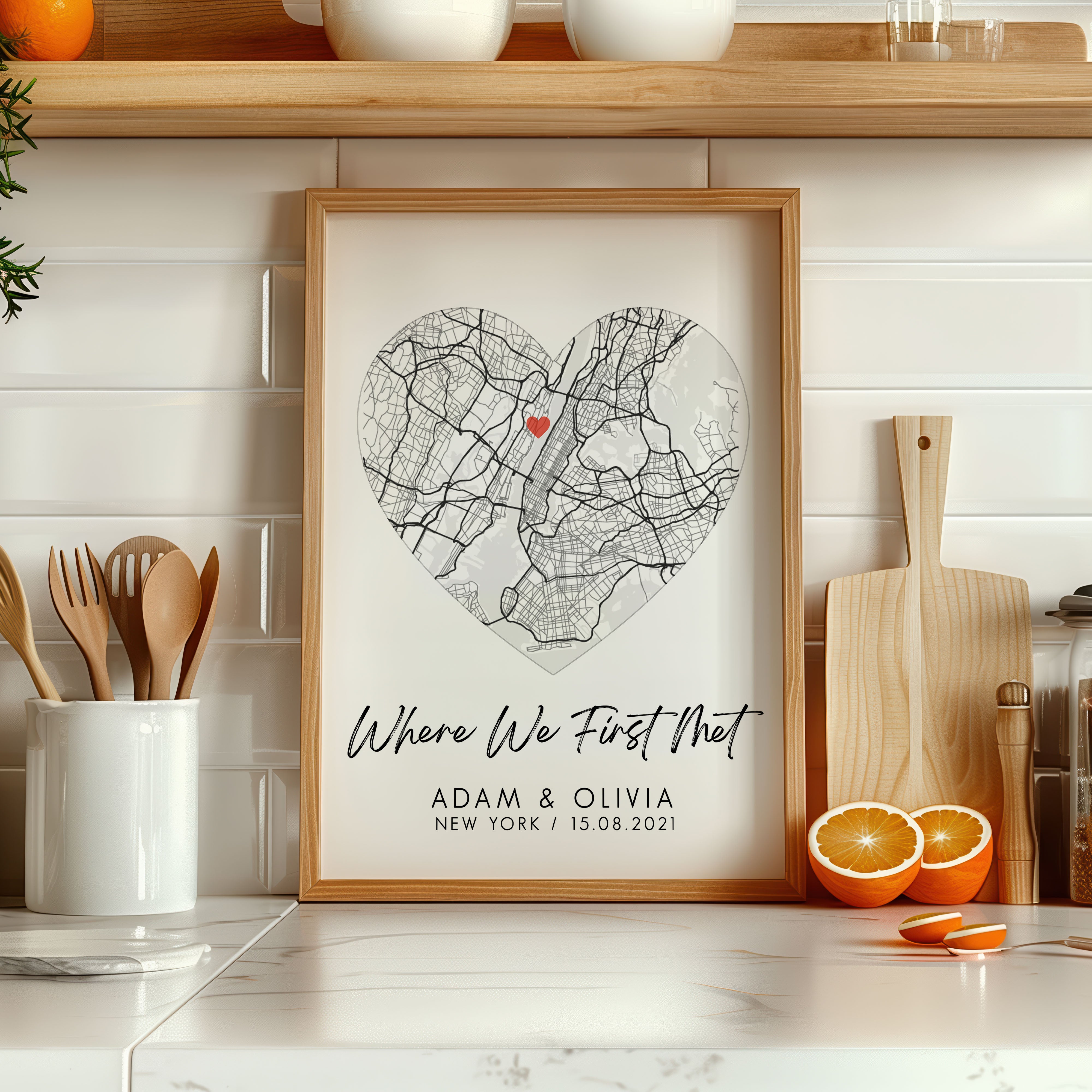 Personalised Map Print | Anniversary Map Print, Valentines Gift, Custom Heart Map Gift, Night We Met Print, Couple Gift | Wedding Gift