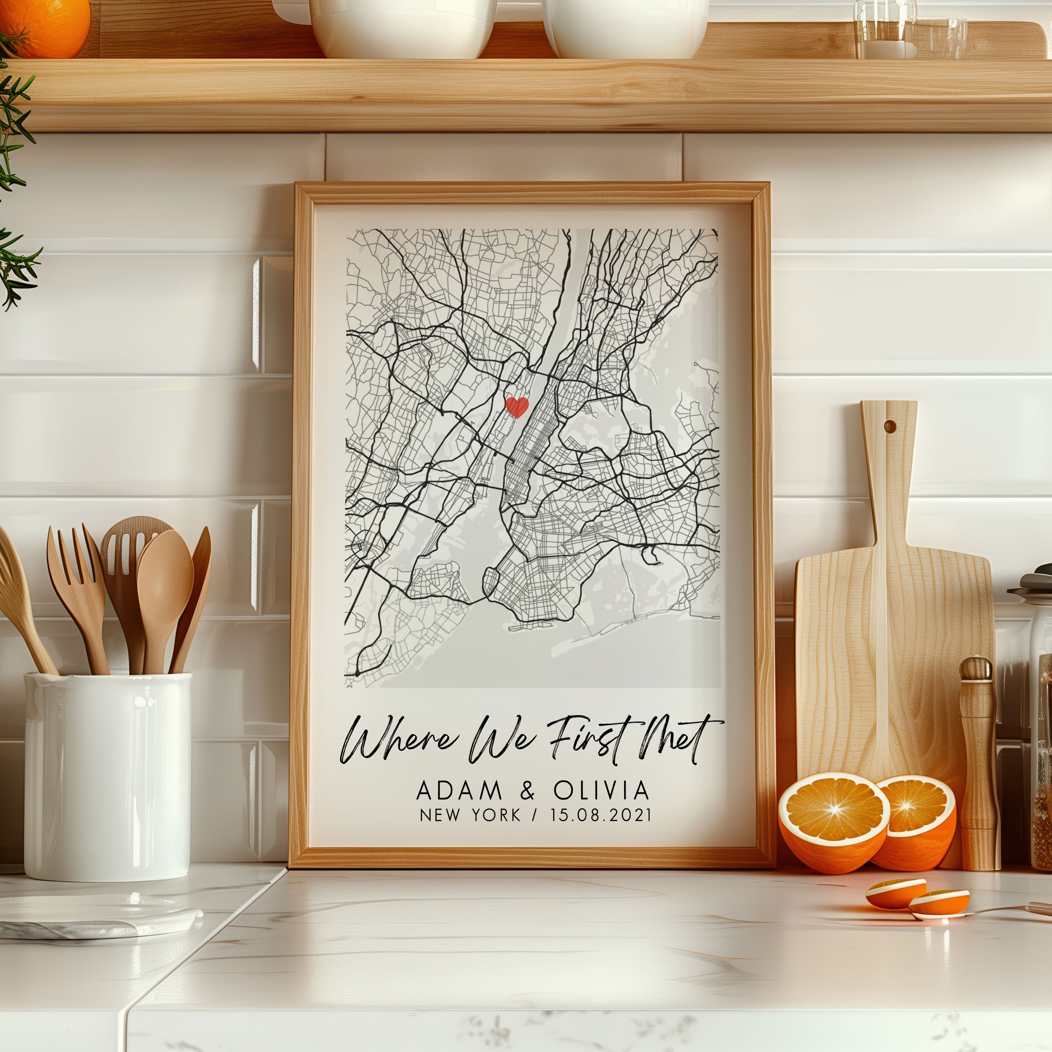 Personalised Map Print | Anniversary Map Print, Valentines Gift, Custom Map Gift, Night We Met Print, Couple Gift | Custom Wedding Gift