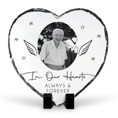 Personalised Memorial Slate | Memorial Photo Slate | Memorial Gift, Memorial Heart Slate, Personalised Memorial Gift, Angel Wings