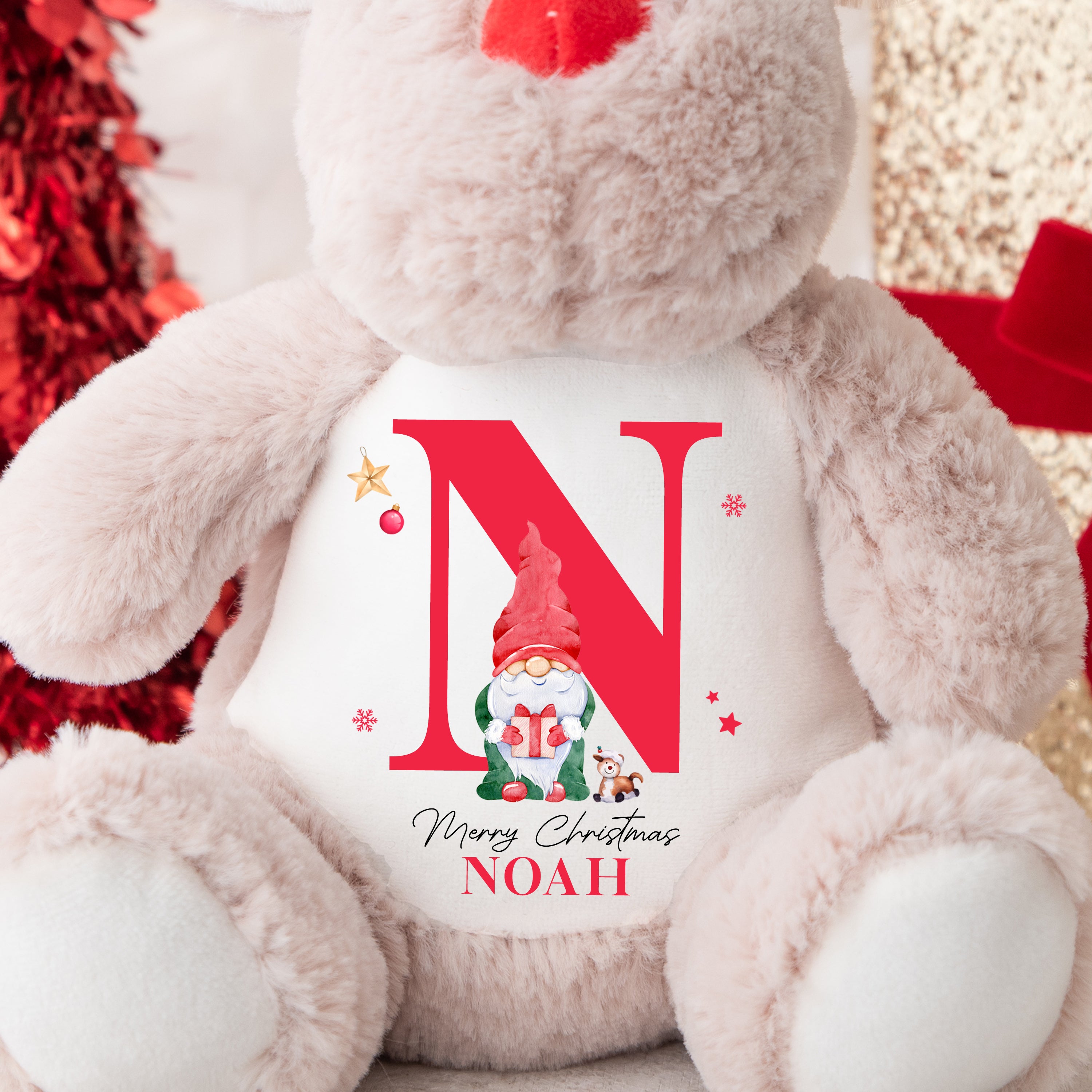 Personalised Christmas Teddy | Reindeer Teddy | Personalised Christmas Gift, Baby Christmas Kids, Children's Christmas Gift | Elf Initial