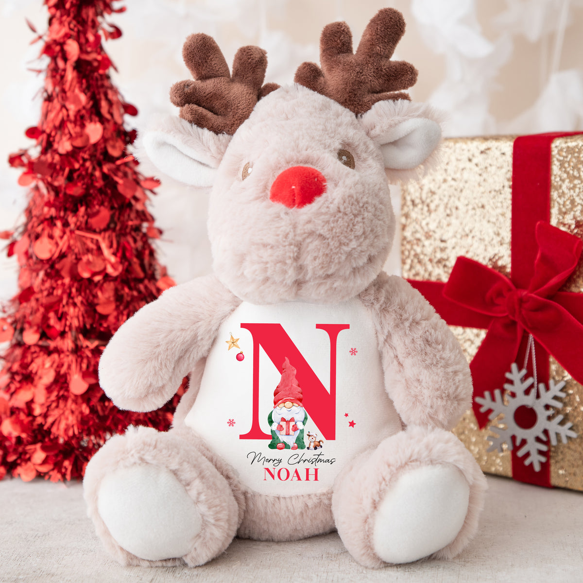 Personalised Christmas Teddy | Reindeer Teddy | Personalised Christmas Gift, Baby Christmas Kids, Children's Christmas Gift | Elf Initial