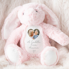 Personalised Memory Teddy | Pink Bunny | In Memory Gift, Memorial Keepsake Present | Memorial Photo Gift, Bereavement Gift | Memory Teddy Bear, Sympathy