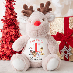 Personalised Christmas Teddy | Babys 1st Christmas Teddy | Personalised Reindeer | 1st Christmas Gift, First Christmas Teddy - Animals