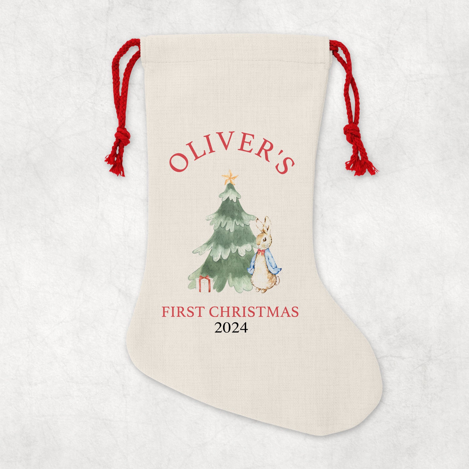 Baby's First Christmas Sack, Personalised Christmas Sack | Custom Christmas Stocking | Baby's 1st Christmas Santa Sacks - Bunny Tree