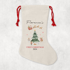 Baby's First Christmas Sack, Personalised Christmas Sack | Custom Christmas Stocking | Baby's 1st Christmas Santa Sacks - Watercolour