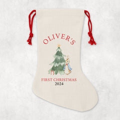 Baby's First Christmas Sack, Personalised Christmas Sack | Custom Christmas Stocking | Baby's 1st Christmas Santa Sacks - Bunny Tree