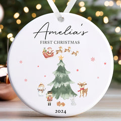 Personalised Baby's First Christmas Bauble | Babys 1st Christmas Bauble | Baby’s 1st Christmas Gift | 1st Christmas Decoration - Watercolour Christmas