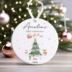 Personalised Baby's First Christmas Bauble | Babys 1st Christmas Bauble | Baby’s 1st Christmas Gift | 1st Christmas Decoration - Watercolour Christmas