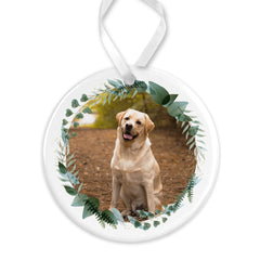 Dog Memorial Christmas Bauble | Pet Memory Ornament | Cat Memorial Keepsake Bauble | Pet Loss Christmas, Pet Loss Gift - Photo Floral Wreath