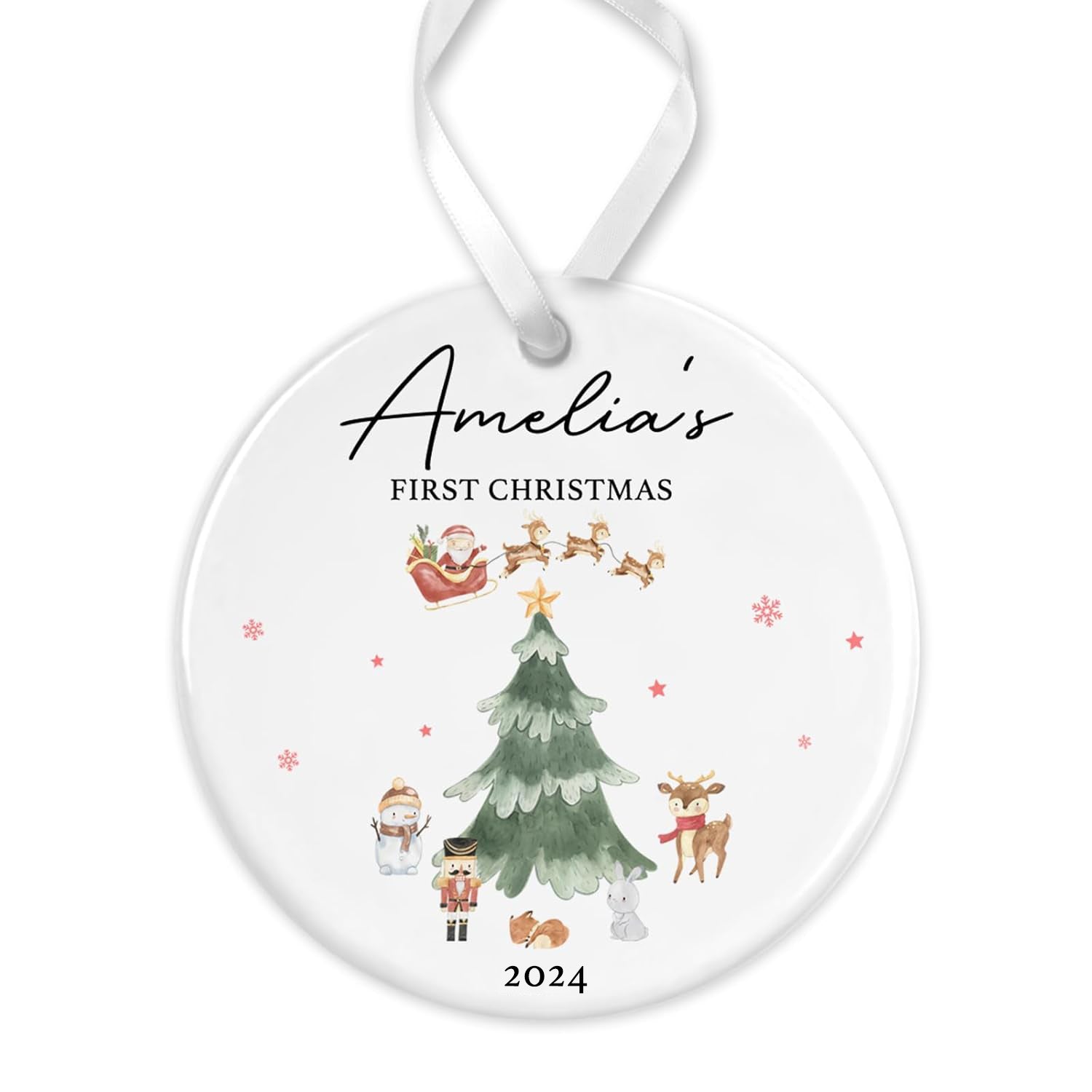 Personalised Baby's First Christmas Bauble | Babys 1st Christmas Bauble | Baby’s 1st Christmas Gift | 1st Christmas Decoration - Watercolour Christmas