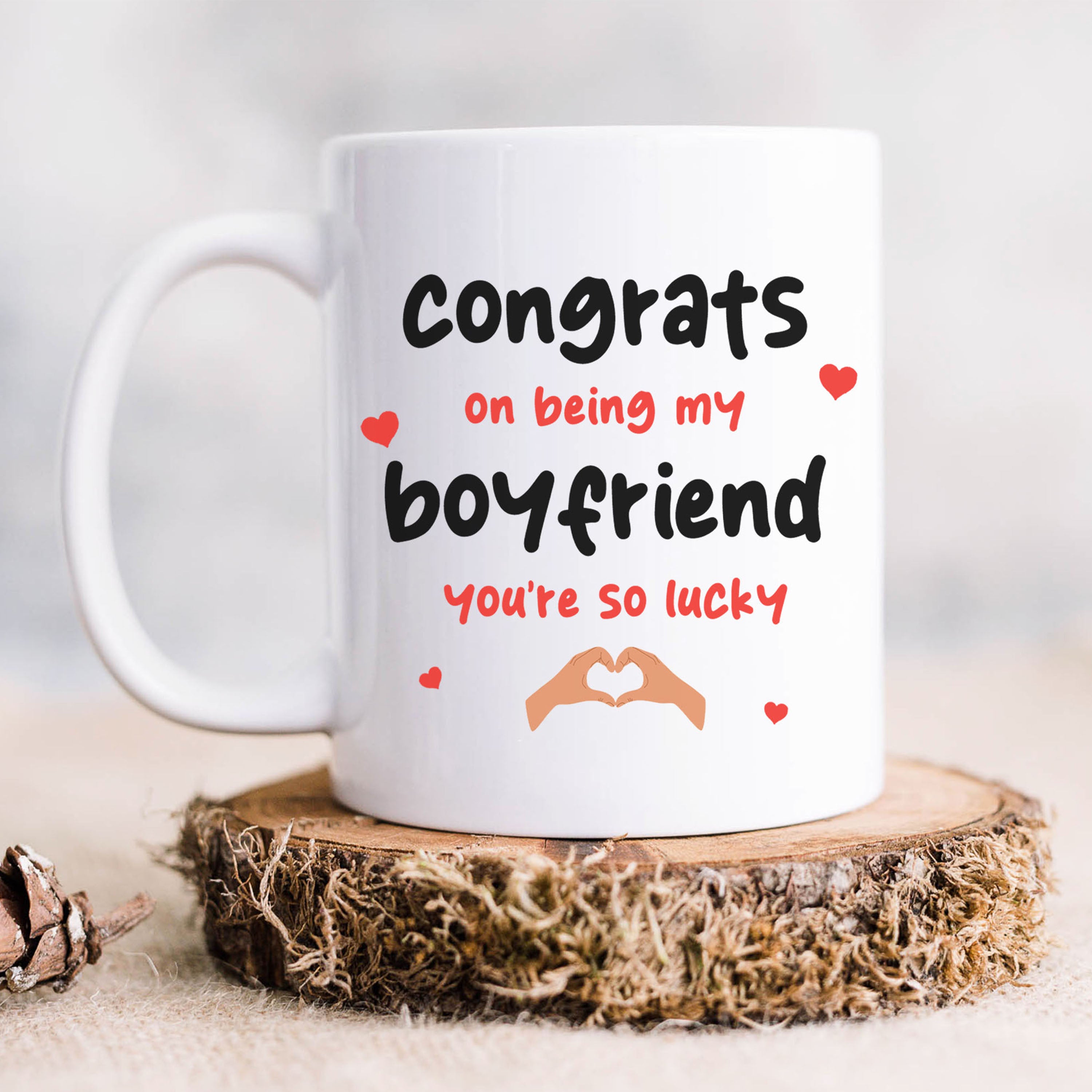 Boyfriend Mug - Congrats On Being My Boyfriend | Boyfriend Valentines Gift, Boyfriend Gift, Boyfriend Present, Funny Boyfriend Gift